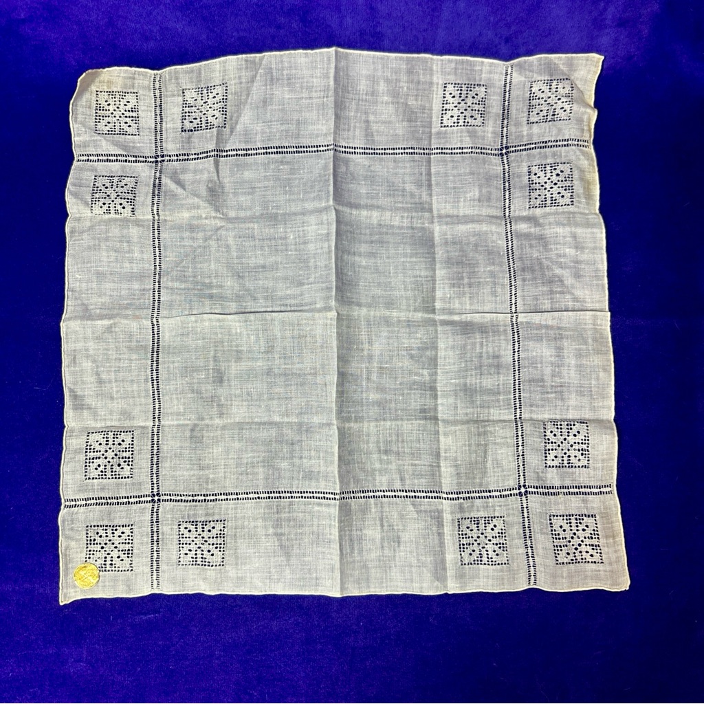 Antique Linen Handkerchief Hand Embroidery Drawnwork 12x12